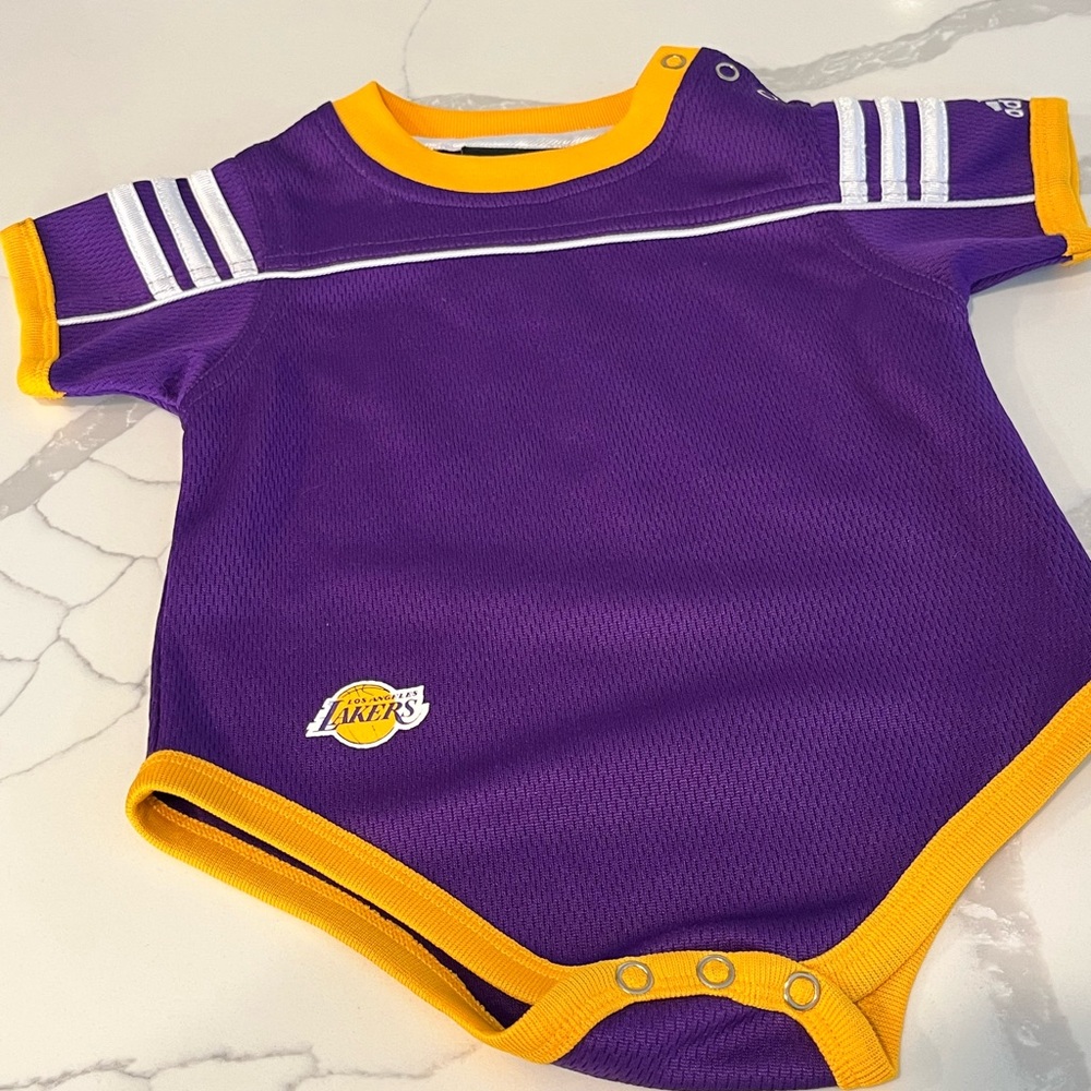 Adidas LA Lakers Purple and Gold (yellow), Infant, Onesie, size 6-9 mo
